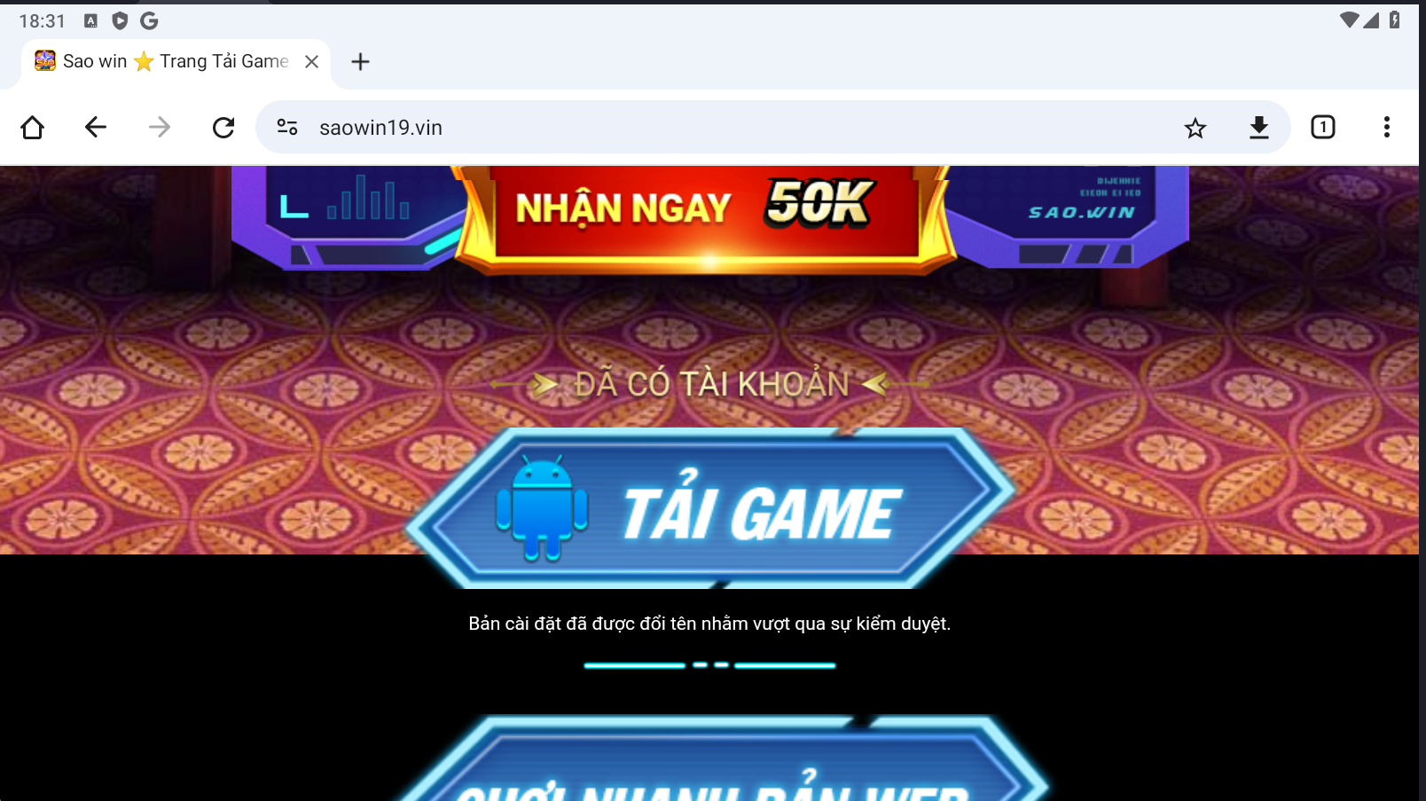 Nhấn tải game